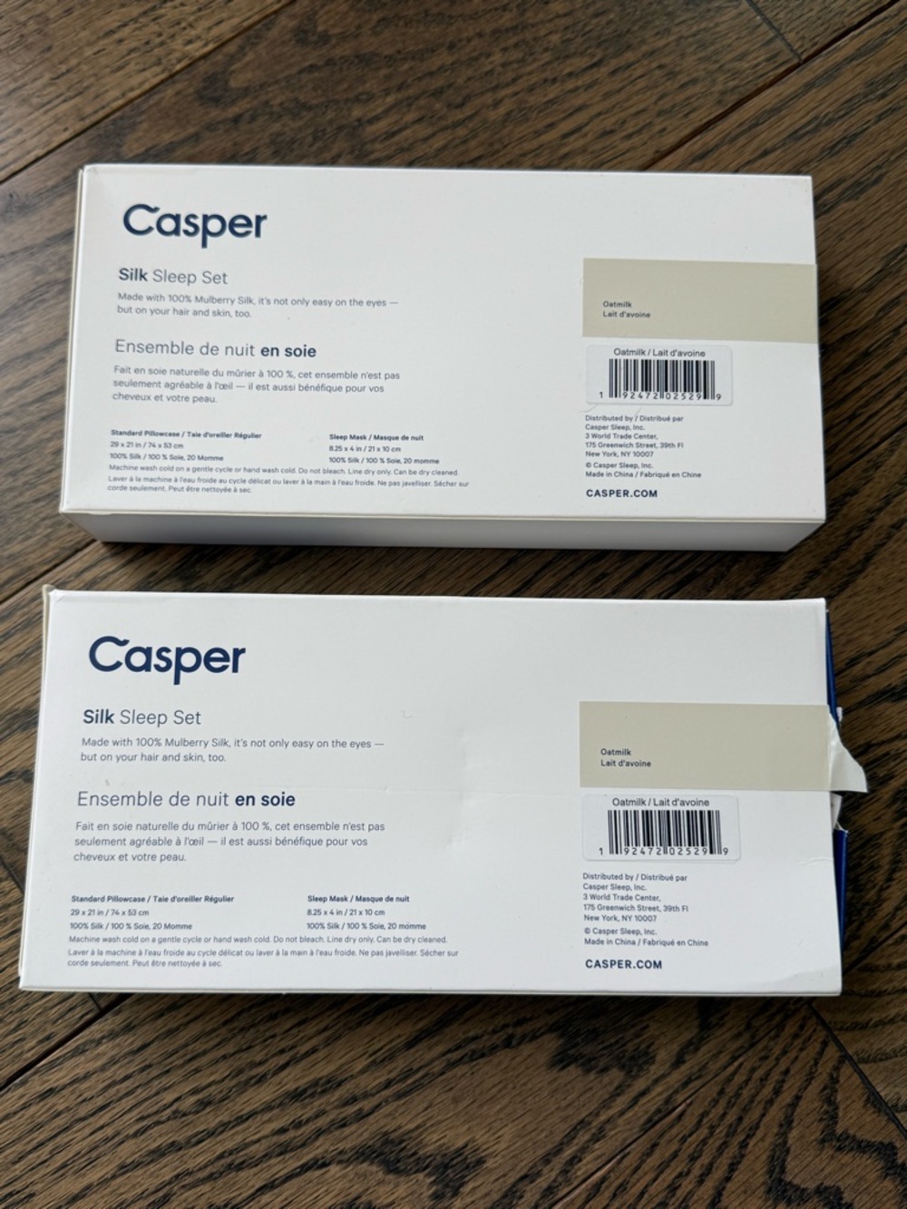 CASPER Silk Pillowcase & Sleep Mask Set of 2 color oat milk NWT NEW IN BOX - Picture 3 of 5